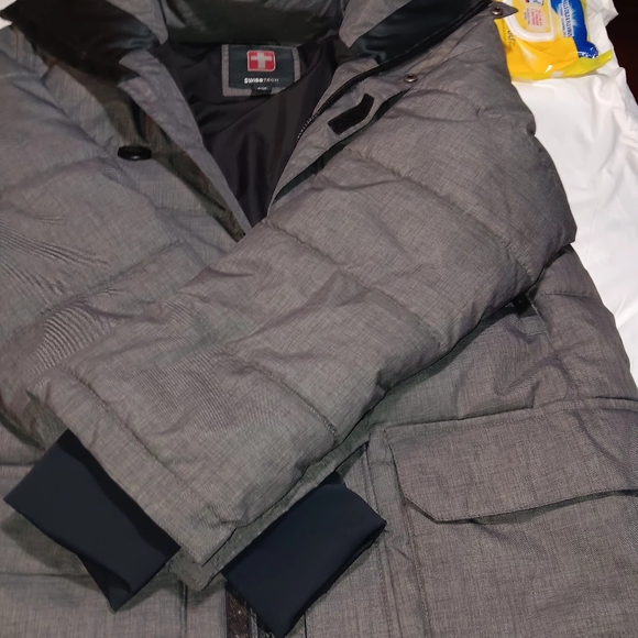 Swiss Tech Mens Winter cold weather Parka coat charcoal grey size S 34-26 - Picture 10 of 10
